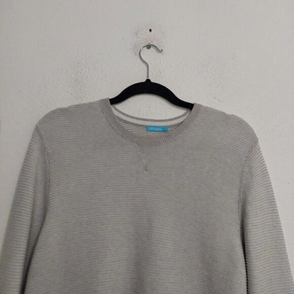 J. Mclaughlin Men's Light Grey Pullover Sweater Crewneck Ribbed Loose Fit Size M - Picture 2 of 10
